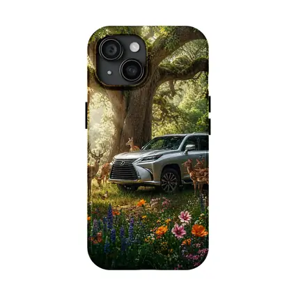 Lexus LX Silver SUV Forest Deer Scene