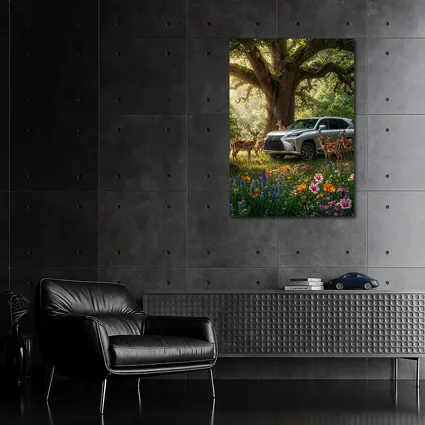 Lexus LX Silver SUV Forest Deer Scene