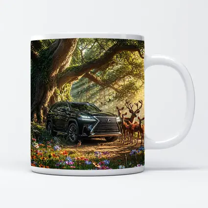 Lexus LX Black SUV Forest Deer Scene