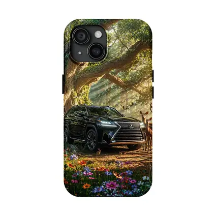 Lexus LX Black SUV Forest Deer Scene