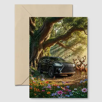 Lexus LX Black SUV Forest Deer Scene