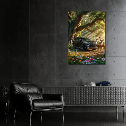 Lexus LX Black SUV Forest Deer Scene