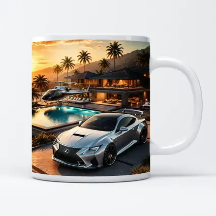 Lexus RC F Silver Luxury Villa Sunset