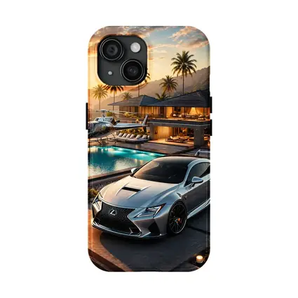 Lexus RC F Silver Luxury Villa Sunset