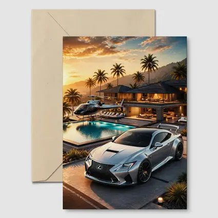 Lexus RC F Silver Luxury Villa Sunset