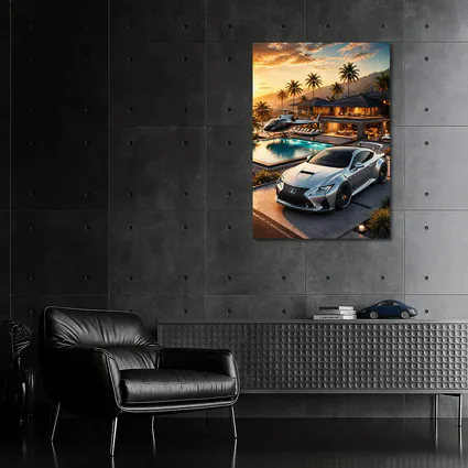 Lexus RC F Silver Luxury Villa Sunset