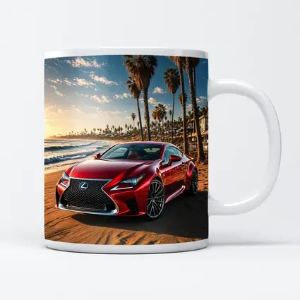Lexus RC Red Coupe Beach Sunset