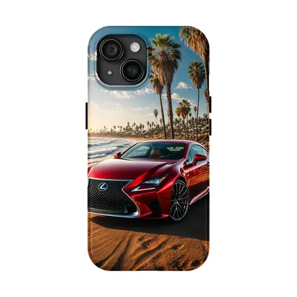 Lexus RC Red Coupe Beach Sunset