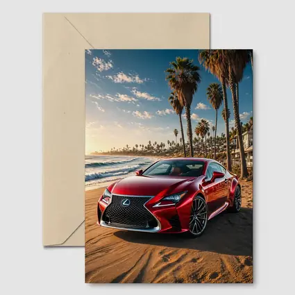 Lexus RC Red Coupe Beach Sunset