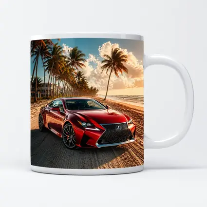 Lexus RC Red Coupe Beach Palm Trees