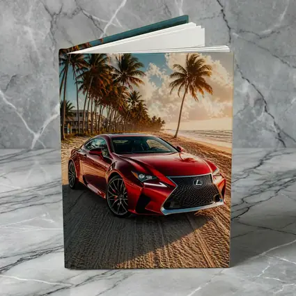 Lexus RC Red Coupe Beach Palm Trees