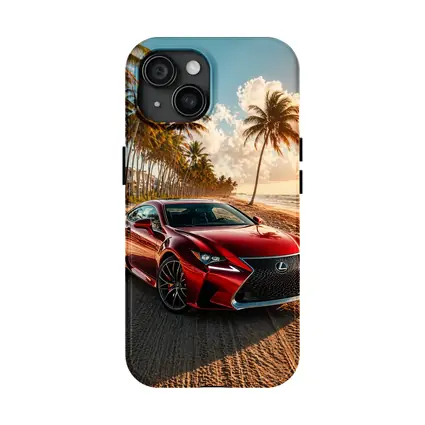 Lexus RC Red Coupe Beach Palm Trees