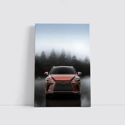 Lexus RX Orange Front View Foggy Forest