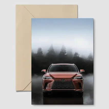 Lexus RX Orange Front View Foggy Forest