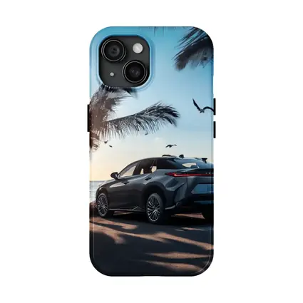 Lexus RZ Parked By Tropical Beach Sunset