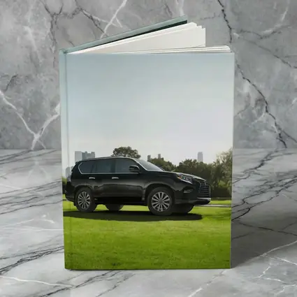 Black Lexus GX City Skyline Green Lawn