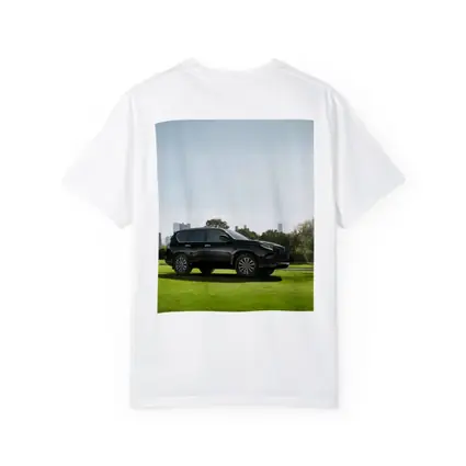 Black Lexus GX City Skyline Green Lawn