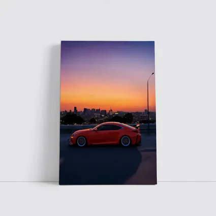 Lexus RC F Red Coupe City Sunset