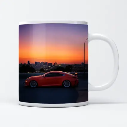 Lexus RC F Red Coupe City Sunset