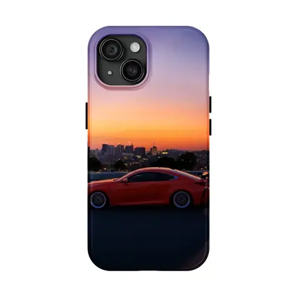 Lexus RC F Red Coupe City Sunset