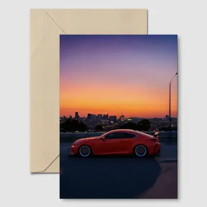 Lexus RC F Red Coupe City Sunset