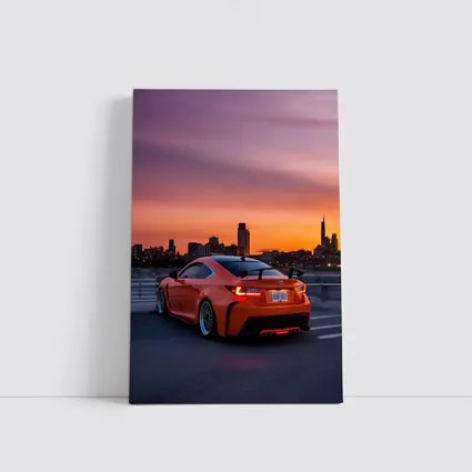 Lexus RC F Orange Coupe City Sunset