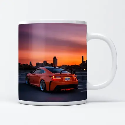 Lexus RC F Orange Coupe City Sunset