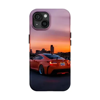 Lexus RC F Orange Coupe City Sunset