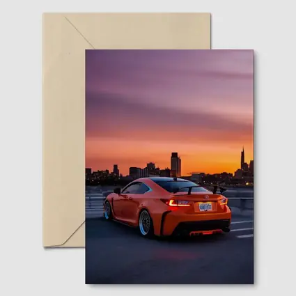 Lexus RC F Orange Coupe City Sunset