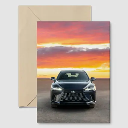 Lexus RX Front View Dramatic Sunset Sky