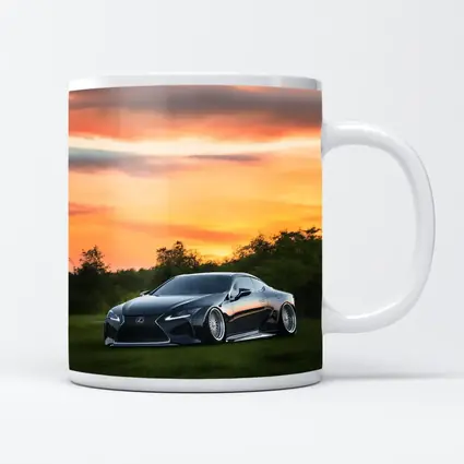 Lexus LC Slammed Black Car Sunset Sky