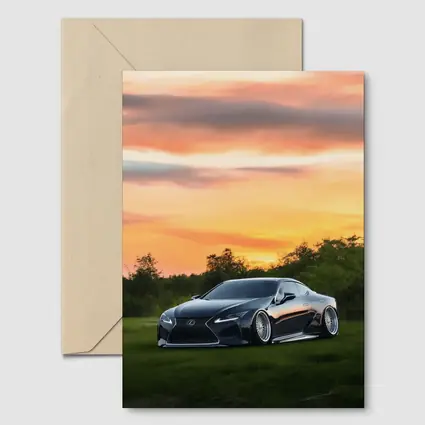 Lexus LC Slammed Black Car Sunset Sky
