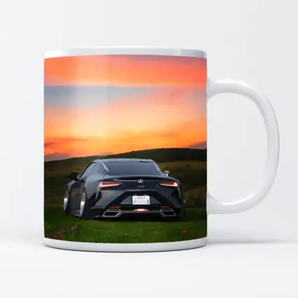 Lexus LC500 Black Coupe Sunset Field