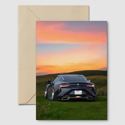 Lexus LC500 Black Coupe Sunset Field