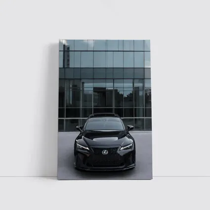 Lexus RC Black Front View Glass Building