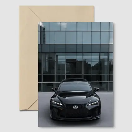 Lexus RC Black Front View Glass Building