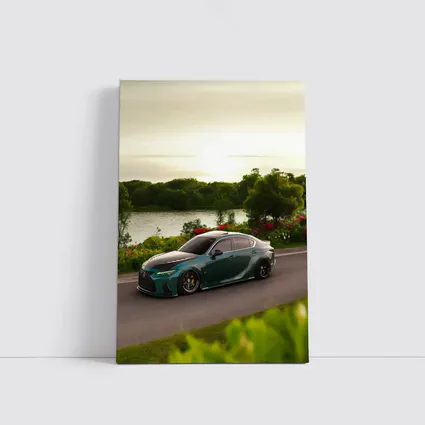 Lexus IS Slammed Green Sedan Lakeside Setting