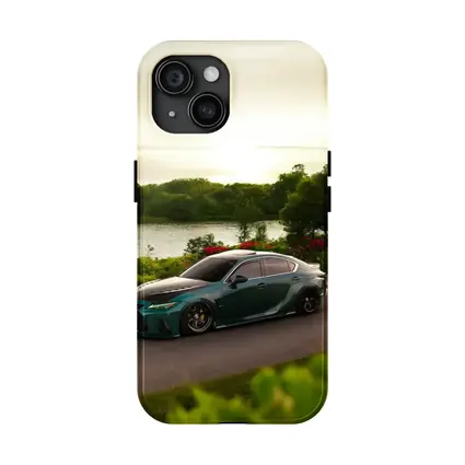 Lexus IS Slammed Green Sedan Lakeside Setting