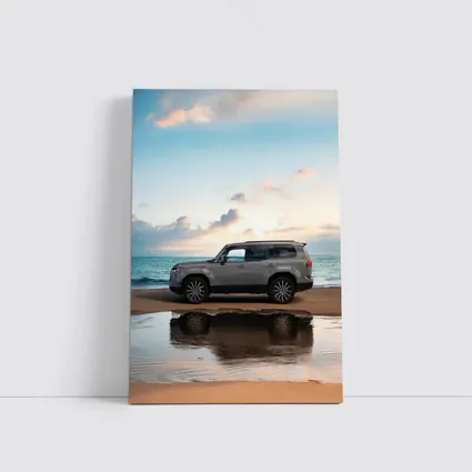 Lexus LX Silver SUV Parked Beach Sunset
