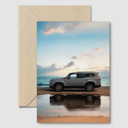 Lexus LX Silver SUV Parked Beach Sunset