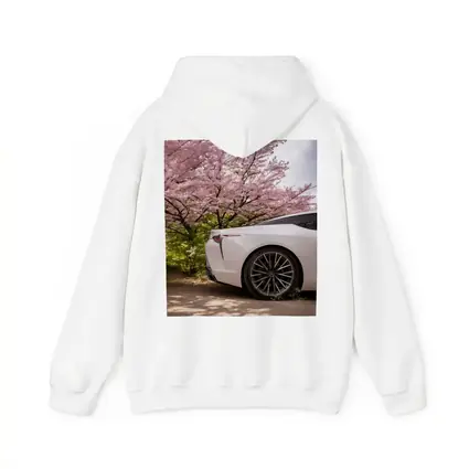 Lexus LC White Car Cherry Blossom Trees