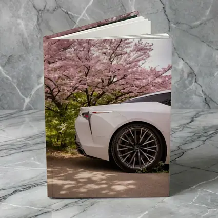 Lexus LC White Car Cherry Blossom Trees