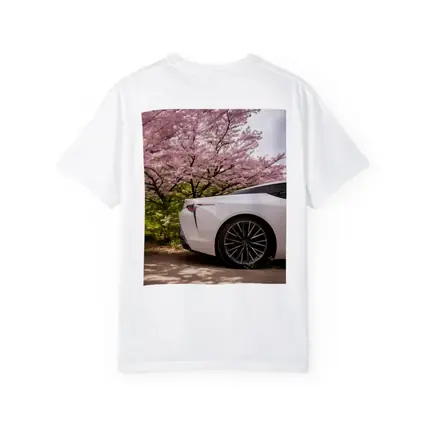 Lexus LC White Car Cherry Blossom Trees