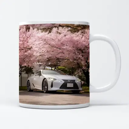 Lexus LC 500h Silver Under Cherry Blossoms