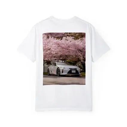 Lexus LC 500h Silver Under Cherry Blossoms