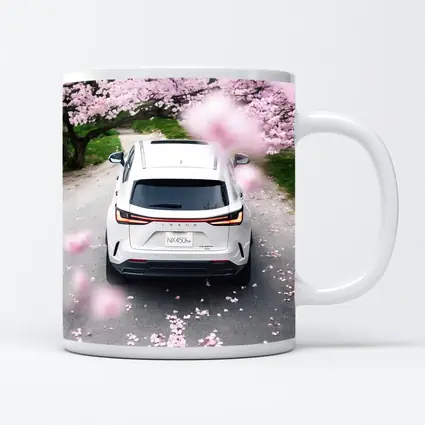 Lexus NX White SUV Cherry Blossom Road