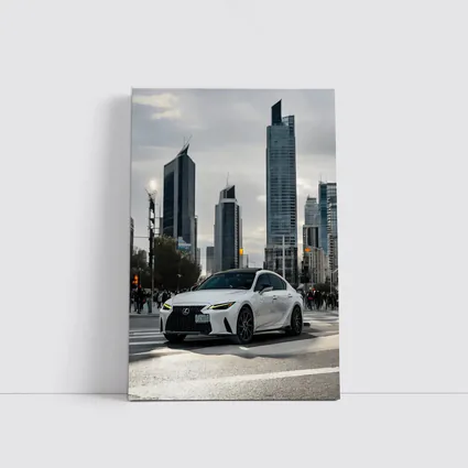 Lexus IS White Sedan City Skyline