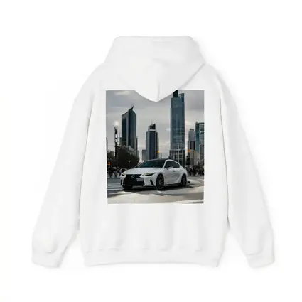 Lexus IS White Sedan City Skyline