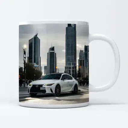 Lexus IS White Sedan City Skyline