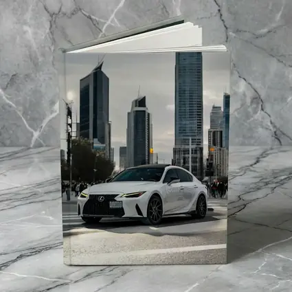 Lexus IS White Sedan City Skyline